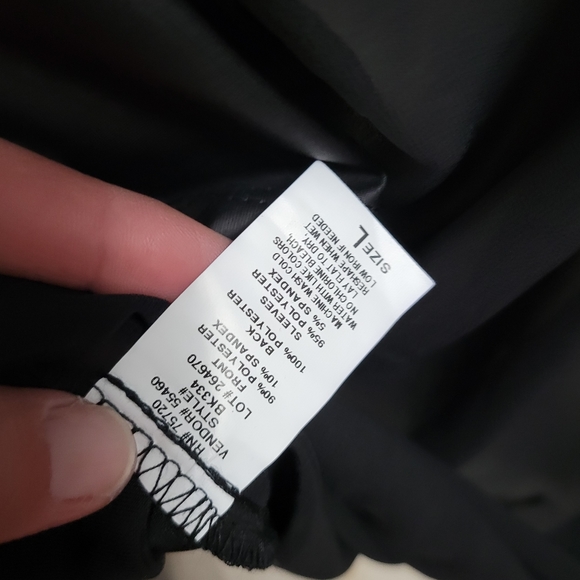 Bke black paisley velvet faux leather chiffon combo blouse size large - Picture 11 of 11